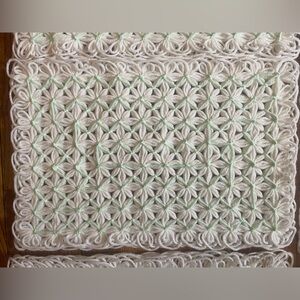 NWOT handmade vintage crochet 6 placemats featuring a floral stitch pattern